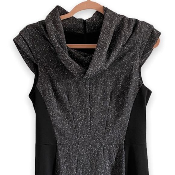 Saks Fifth Avenue Black bodycon cap sleeve dress gray & black size 8 - Picture 3 of 12